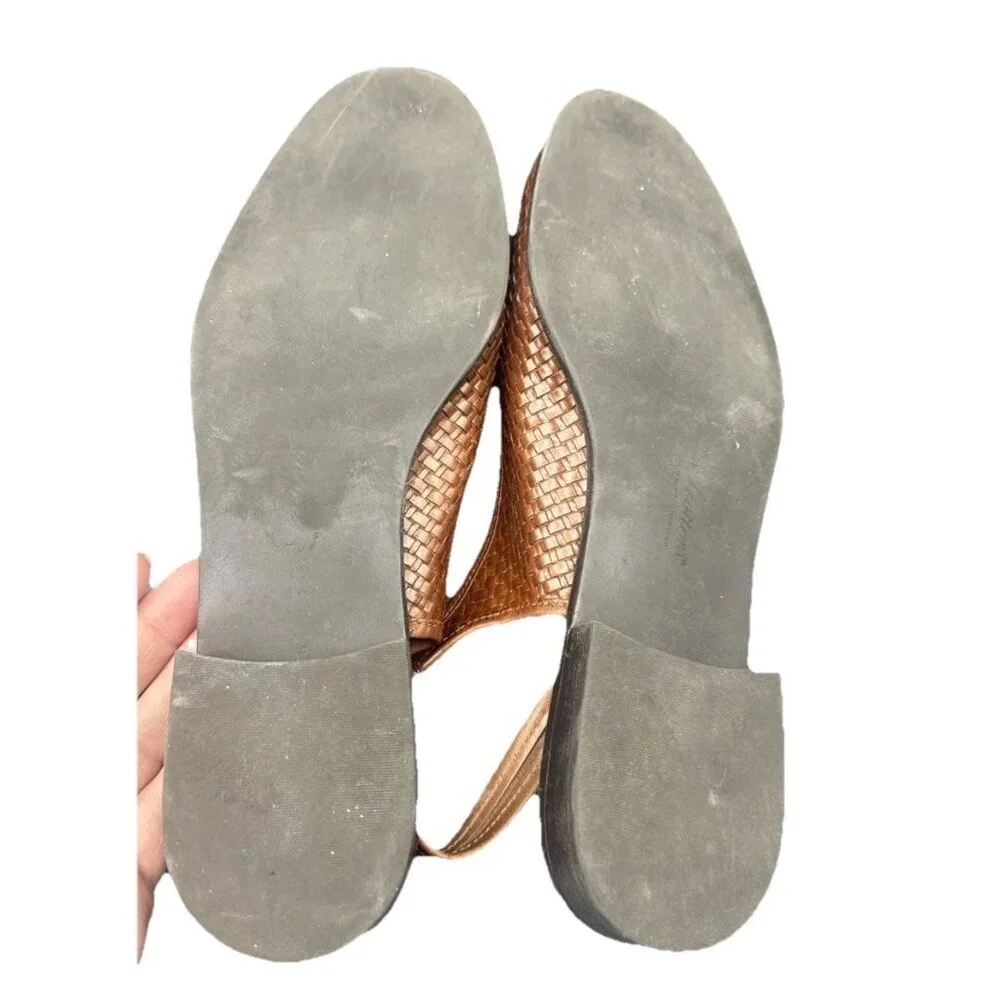 Trotters Womens Lena Cognac Brown Woven Slingback Shoe 9.5 Coastal Minimalist